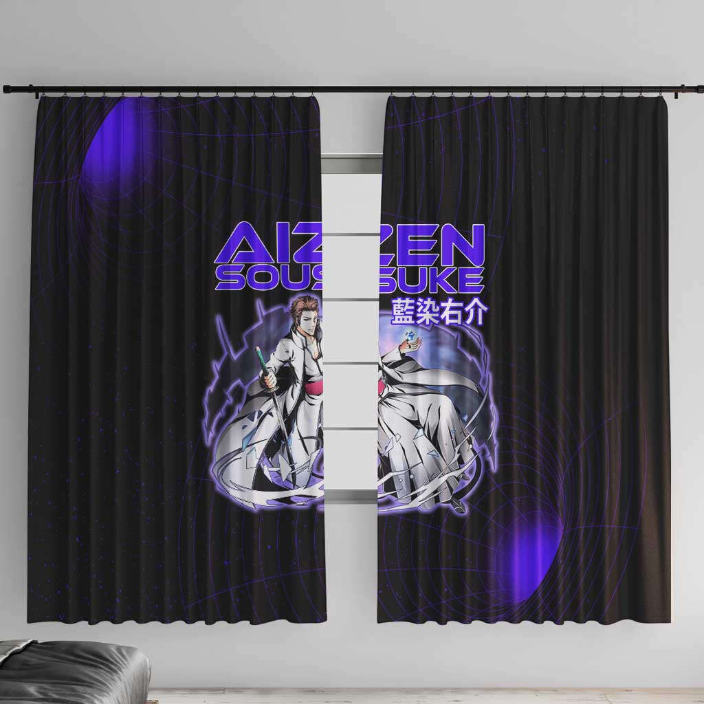 Aizen Sousuke Bleach Window Curtain Cosmic Anime Energy Grid Style