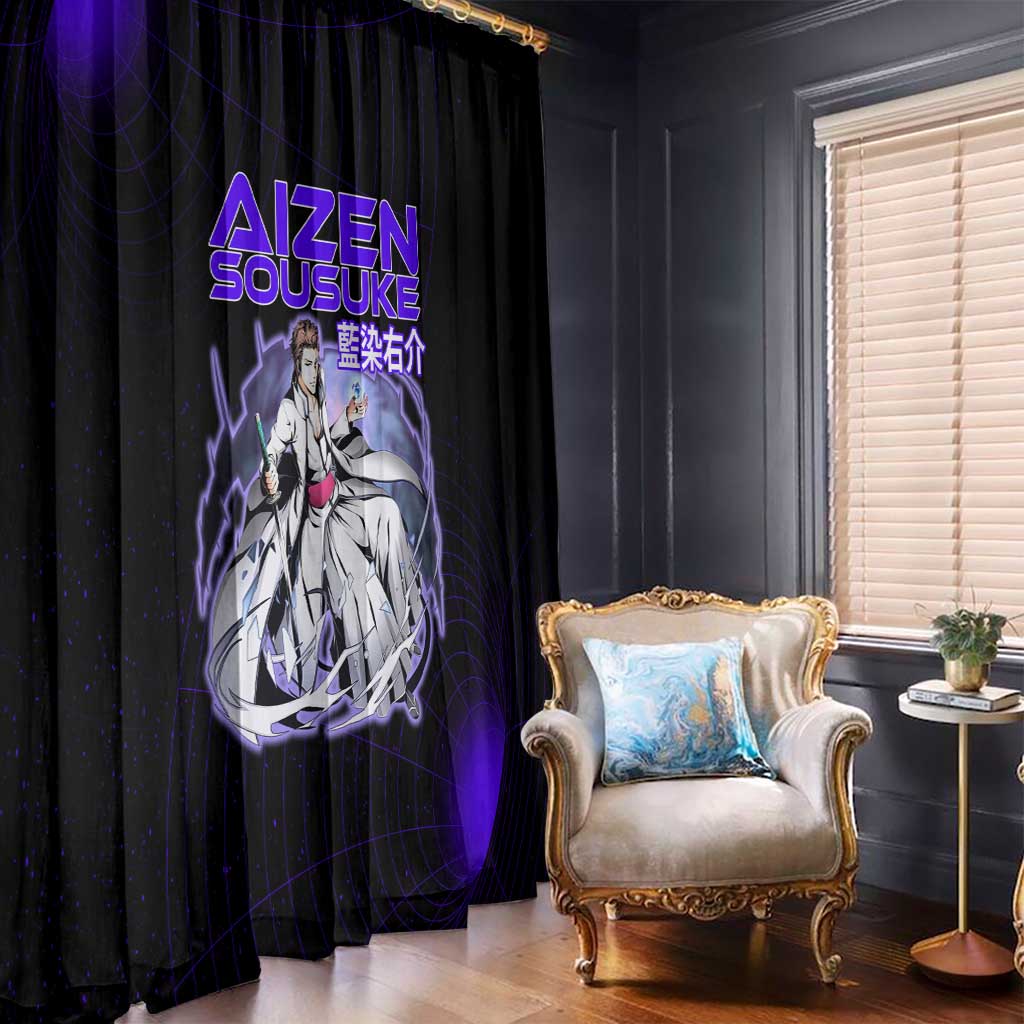 Aizen Sousuke Bleach Window Curtain Cosmic Anime Energy Grid Style