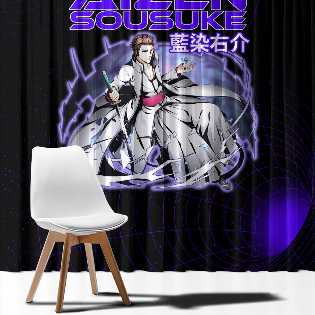 Aizen Sousuke Bleach Window Curtain Cosmic Anime Energy Grid Style