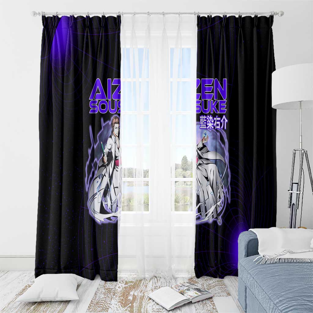 Aizen Sousuke Bleach Window Curtain Cosmic Anime Energy Grid Style
