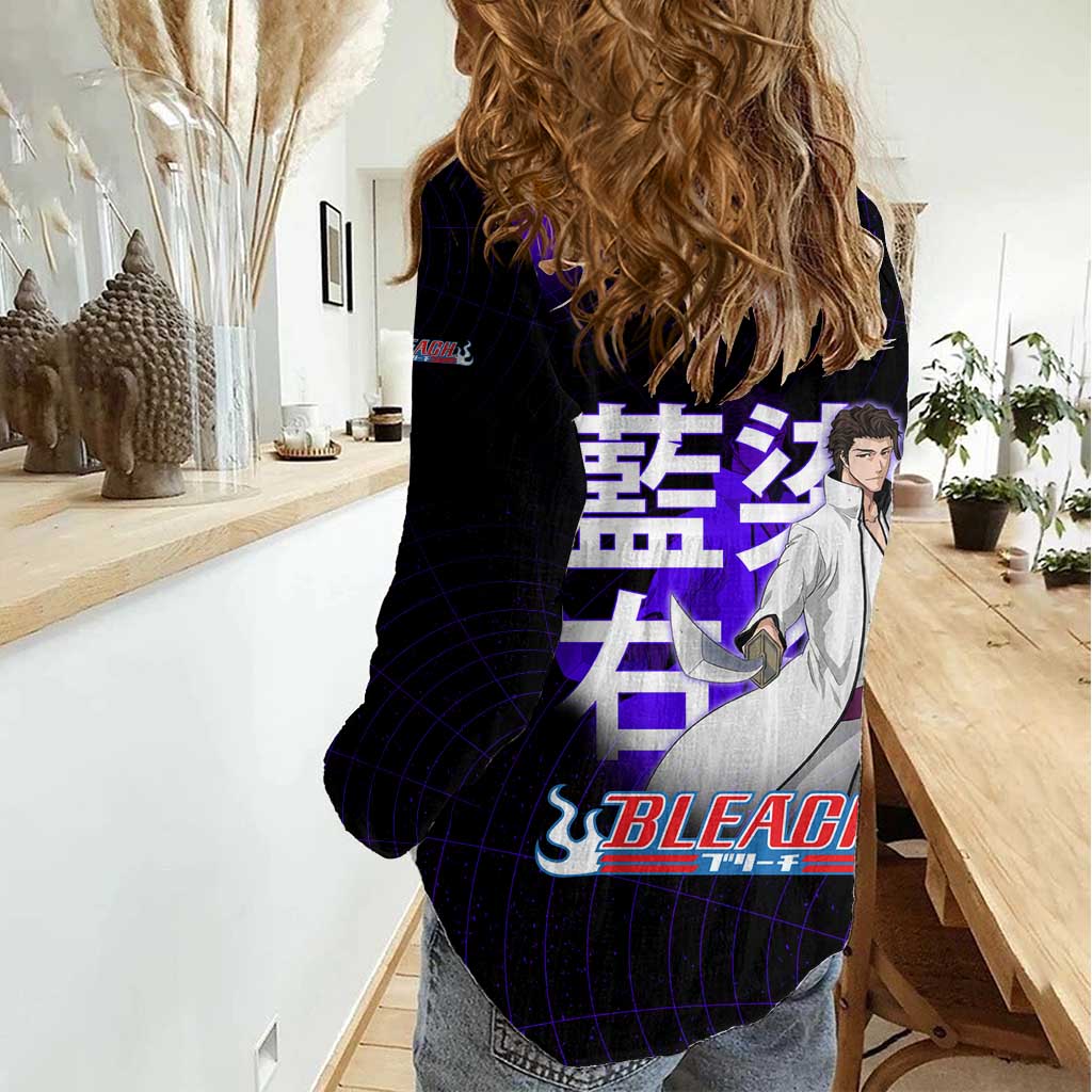 Aizen Sousuke Bleach Women Casual Shirt Cosmic Anime Energy Grid Style