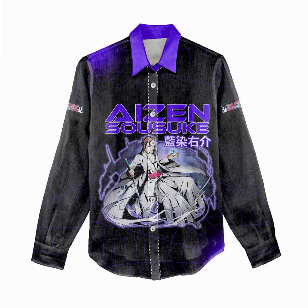 Aizen Sousuke Bleach Women Casual Shirt Cosmic Anime Energy Grid Style