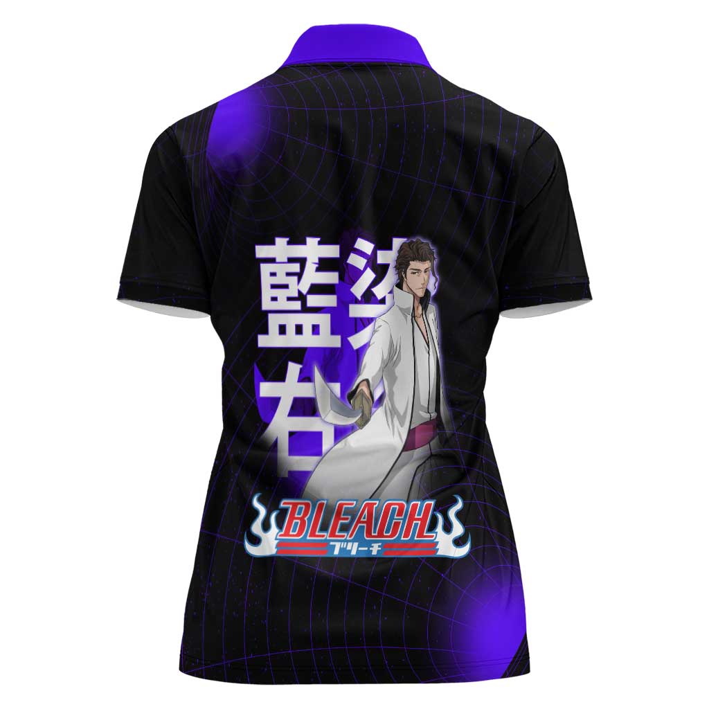 Aizen Sousuke Bleach Women Polo Shirt Cosmic Anime Energy Grid Style