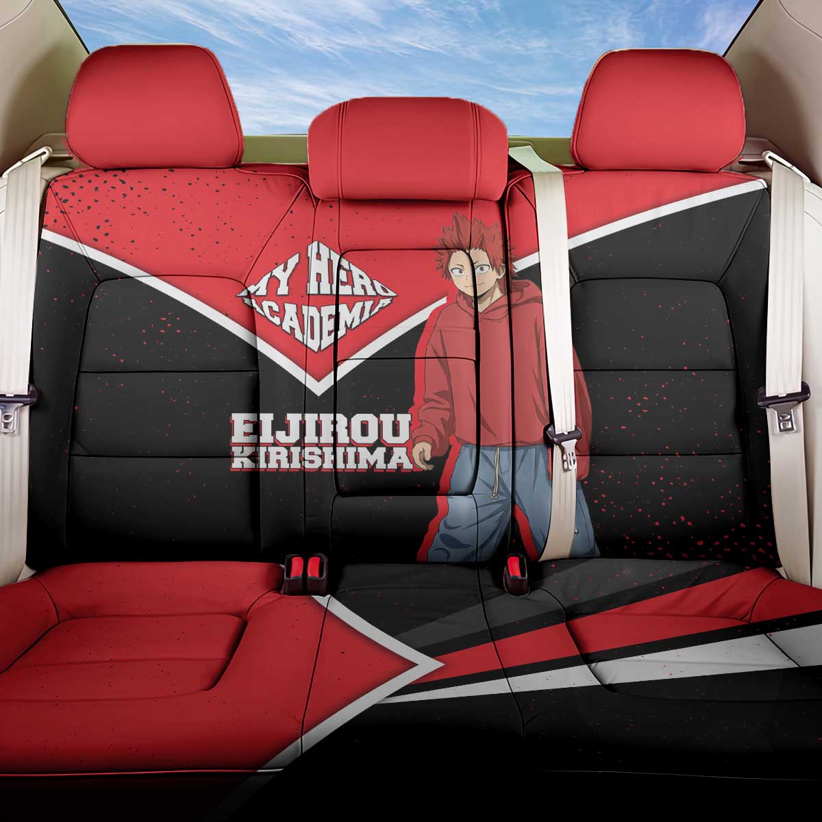 Eijirou Kirishima My Hero Academia Back Car Seat Cover Bold Comic-Inspired Anime Style