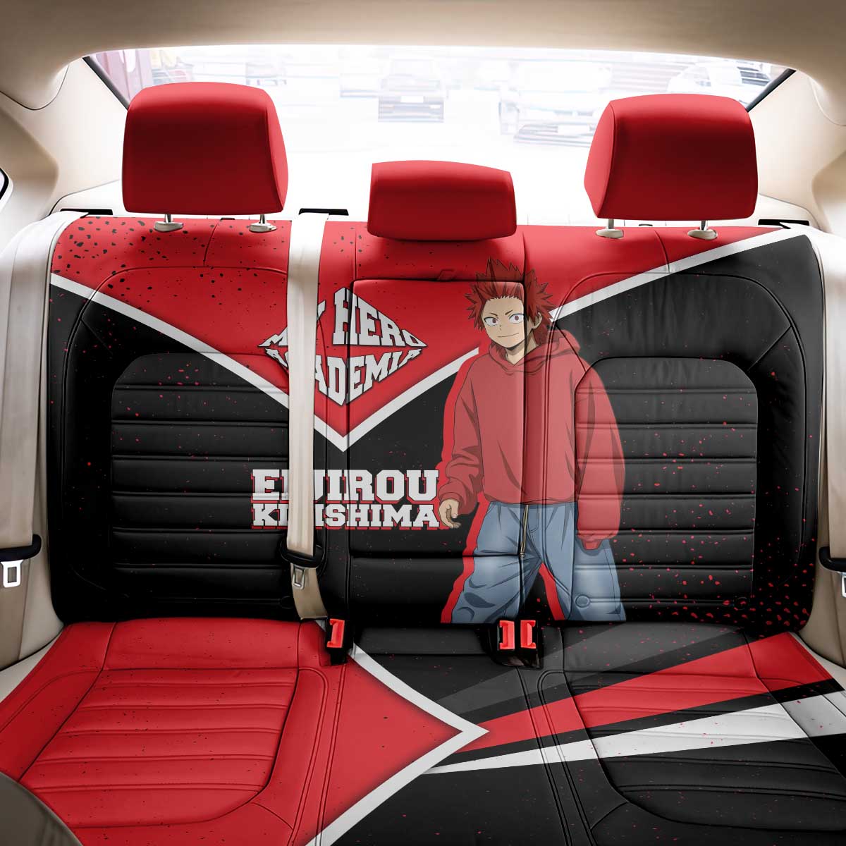Eijirou Kirishima My Hero Academia Back Car Seat Cover Bold Comic-Inspired Anime Style