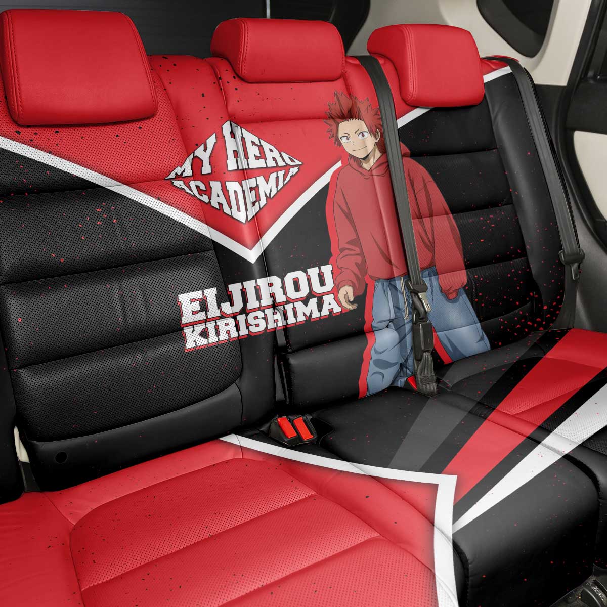 Eijirou Kirishima My Hero Academia Back Car Seat Cover Bold Comic-Inspired Anime Style