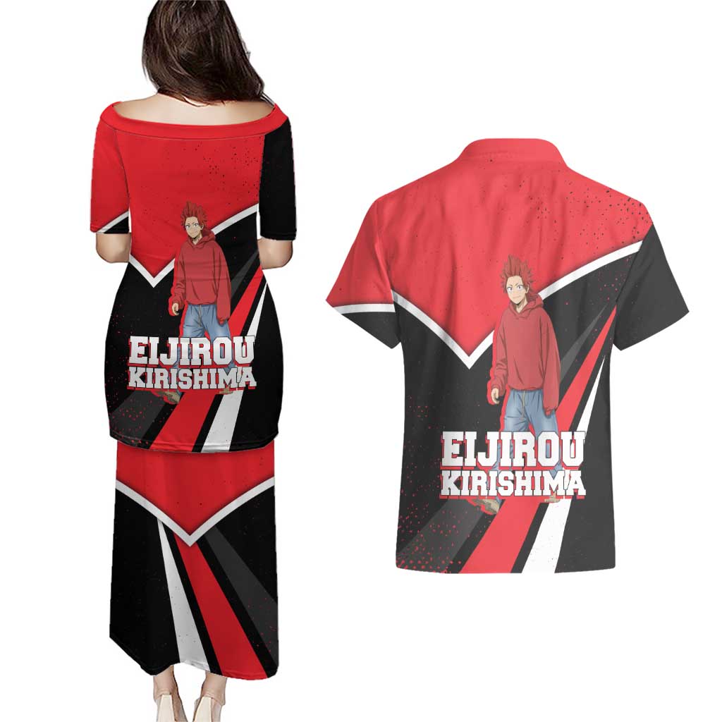 Eijirou Kirishima My Hero Academia Couples Matching Puletasi and Hawaiian Shirt Bold Comic-Inspired Anime Style