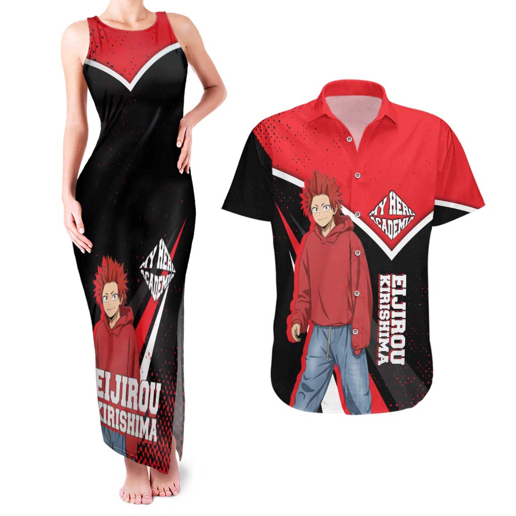 Eijirou Kirishima My Hero Academia Couples Matching Tank Maxi Dress and Hawaiian Shirt Bold Comic-Inspired Anime Style