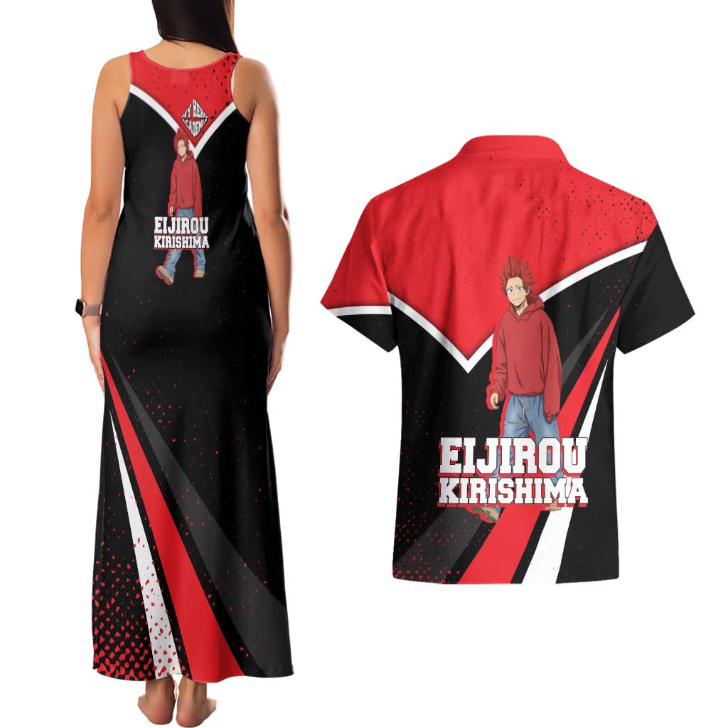 Eijirou Kirishima My Hero Academia Couples Matching Tank Maxi Dress and Hawaiian Shirt Bold Comic-Inspired Anime Style