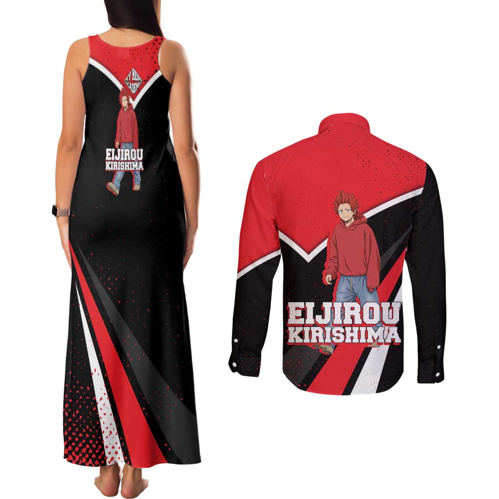 Eijirou Kirishima My Hero Academia Couples Matching Tank Maxi Dress and Long Sleeve Button Shirt Bold Comic-Inspired Anime Style