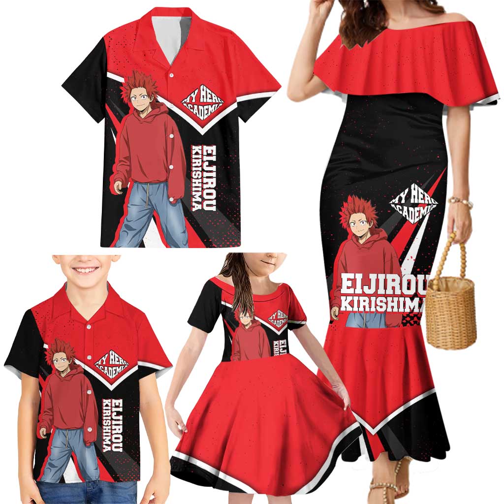 Eijirou Kirishima My Hero Academia Family Matching Mermaid Dress and Hawaiian Shirt Bold Comic-Inspired Anime Style