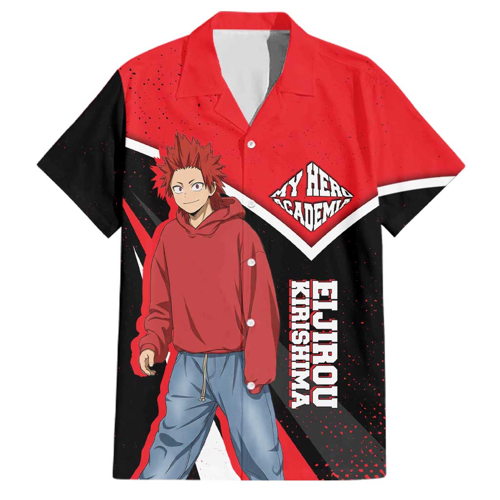 Eijirou Kirishima My Hero Academia Family Matching Off Shoulder Maxi Dress and Hawaiian Shirt Bold Comic-Inspired Anime Style