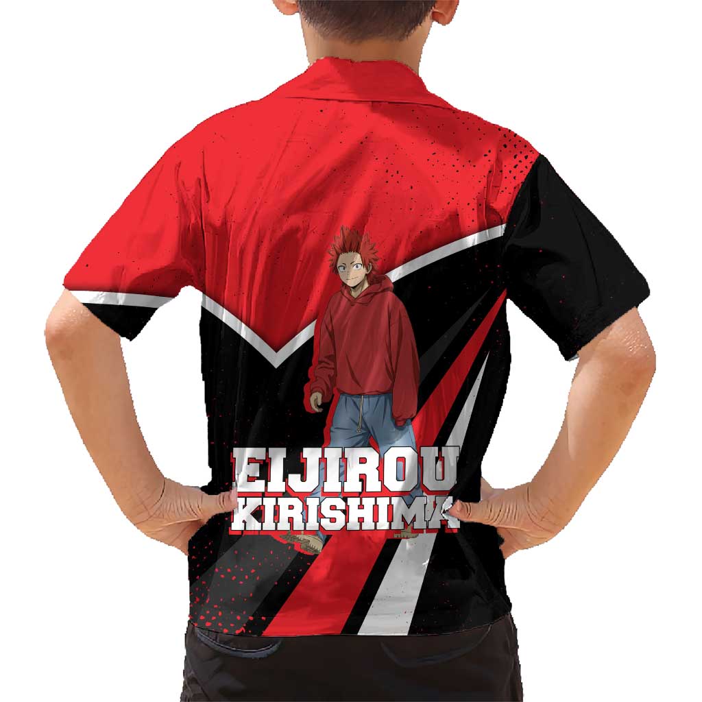 Eijirou Kirishima My Hero Academia Family Matching Off Shoulder Short Dress and Hawaiian Shirt Bold Comic-Inspired Anime Style