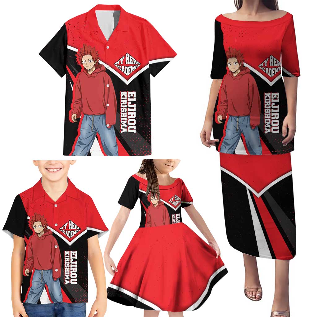 Eijirou Kirishima My Hero Academia Family Matching Puletasi and Hawaiian Shirt Bold Comic-Inspired Anime Style