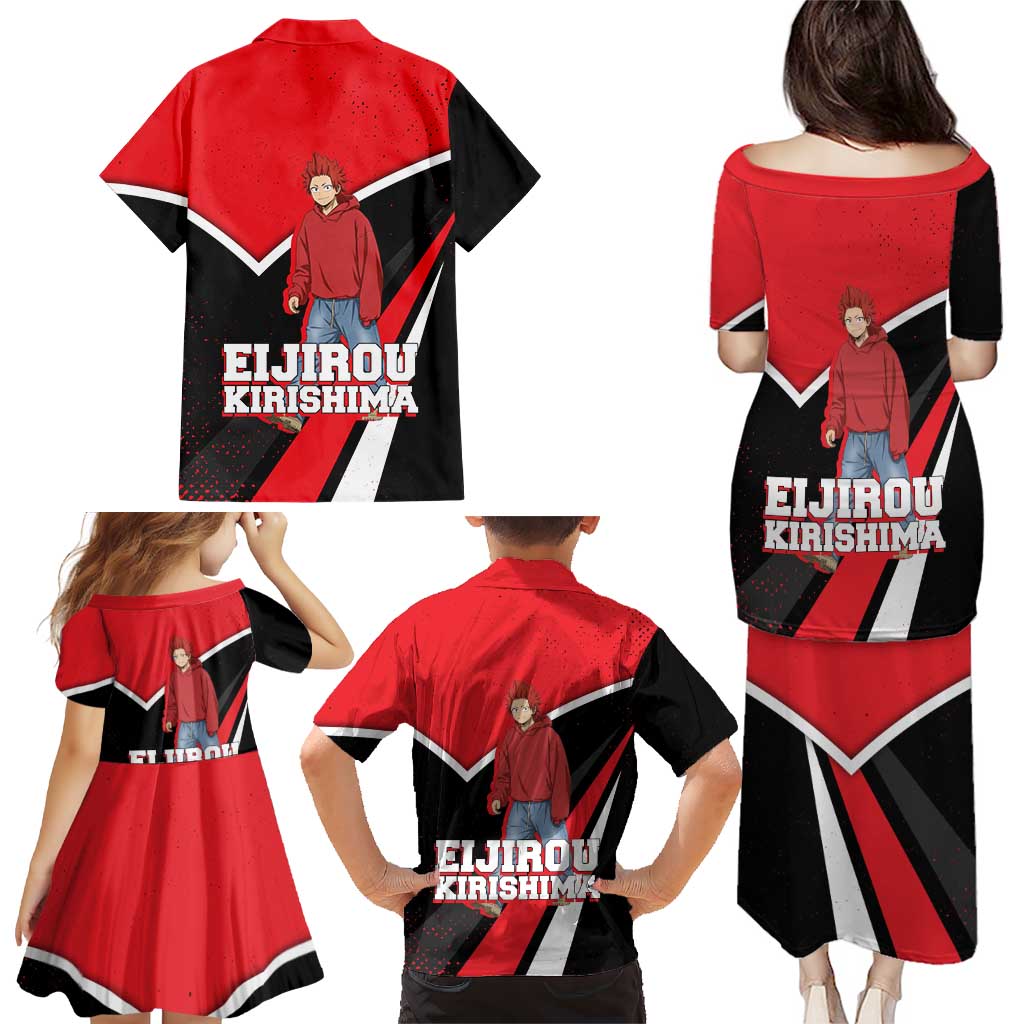 Eijirou Kirishima My Hero Academia Family Matching Puletasi and Hawaiian Shirt Bold Comic-Inspired Anime Style