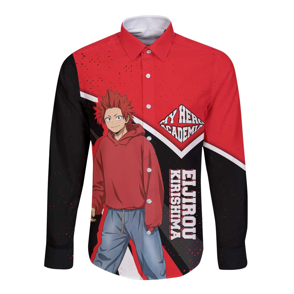Eijirou Kirishima My Hero Academia Long Sleeve Button Shirt Bold Comic-Inspired Anime Style