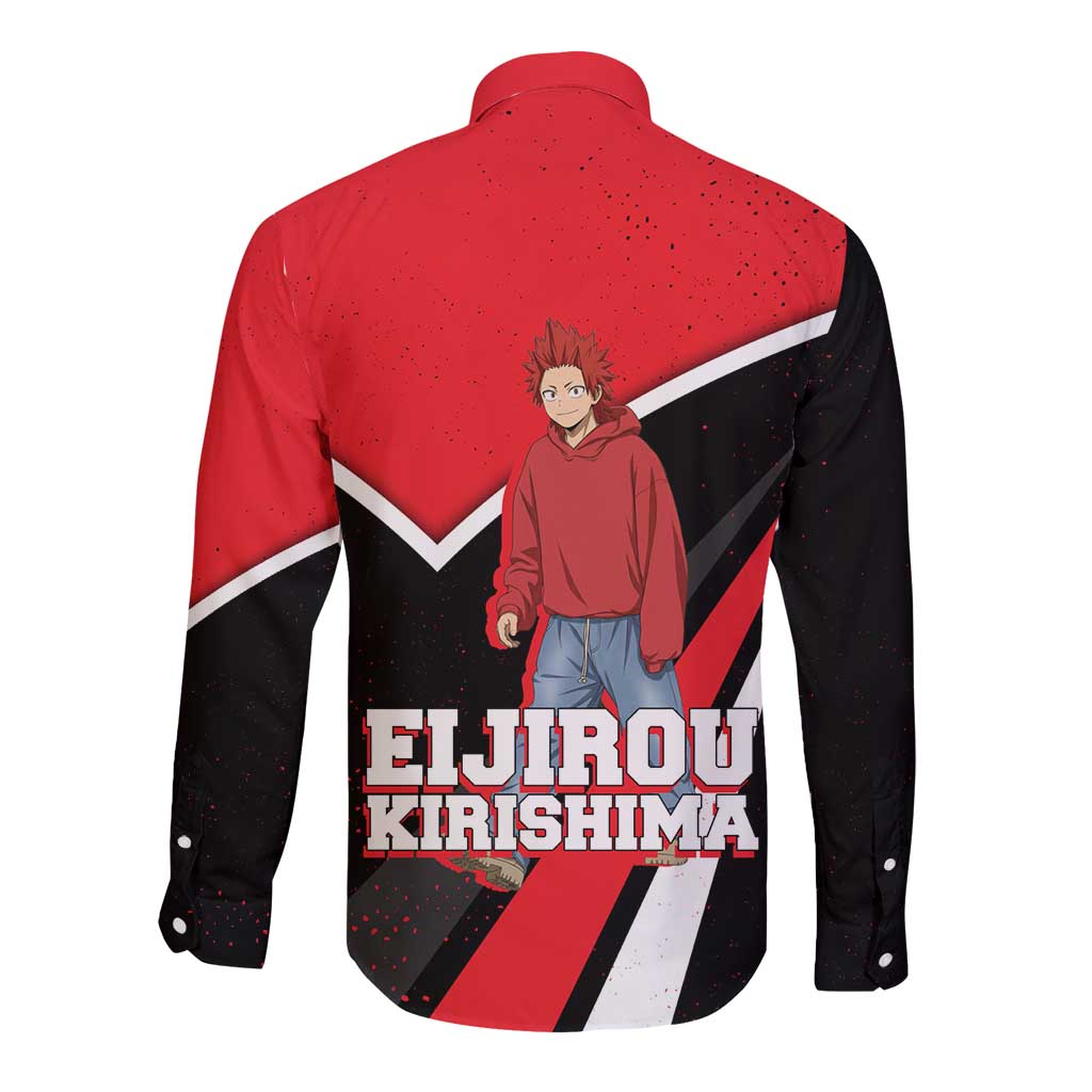 Eijirou Kirishima My Hero Academia Long Sleeve Button Shirt Bold Comic-Inspired Anime Style