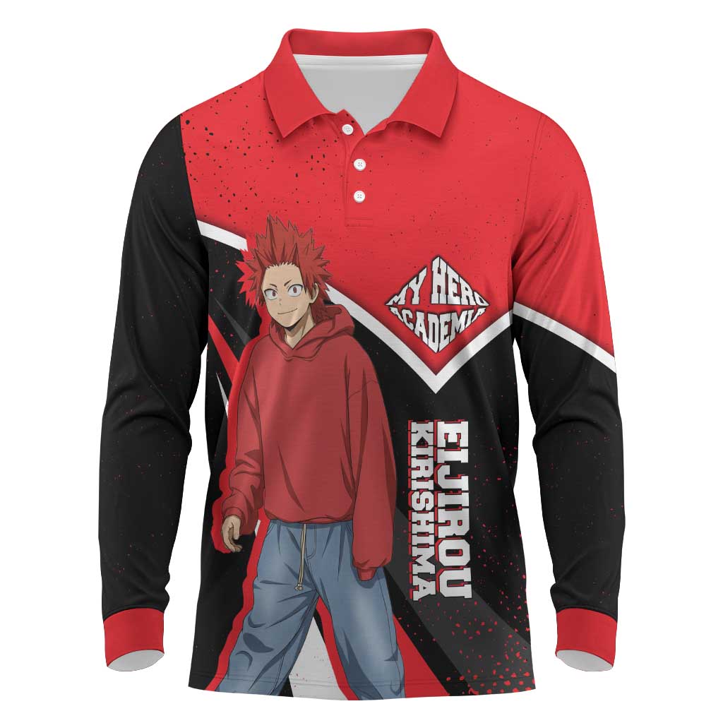 Eijirou Kirishima My Hero Academia Long Sleeve Polo Shirt Bold Comic-Inspired Anime Style
