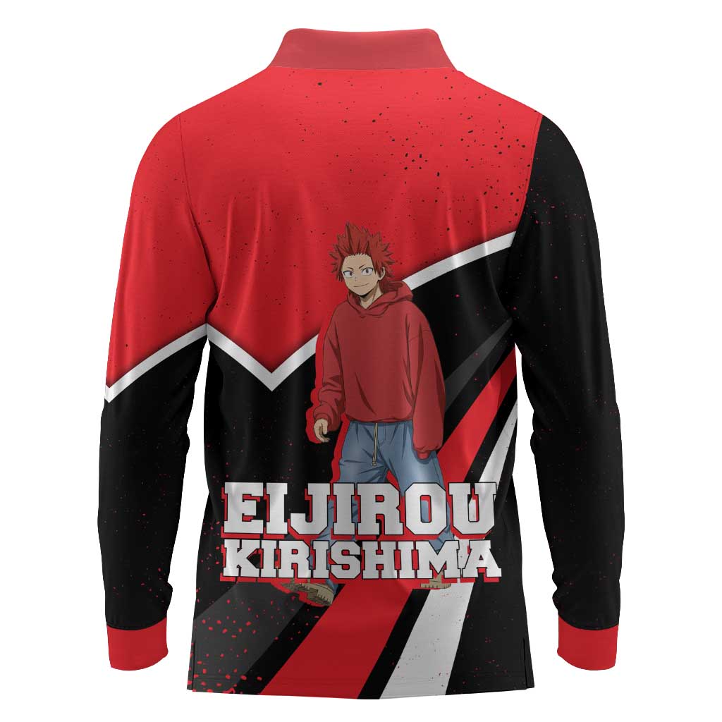 Eijirou Kirishima My Hero Academia Long Sleeve Polo Shirt Bold Comic-Inspired Anime Style