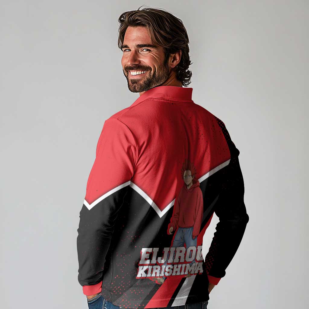 Eijirou Kirishima My Hero Academia Long Sleeve Polo Shirt Bold Comic-Inspired Anime Style