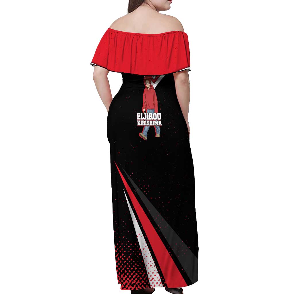 Eijirou Kirishima My Hero Academia Off Shoulder Maxi Dress Bold Comic-Inspired Anime Style