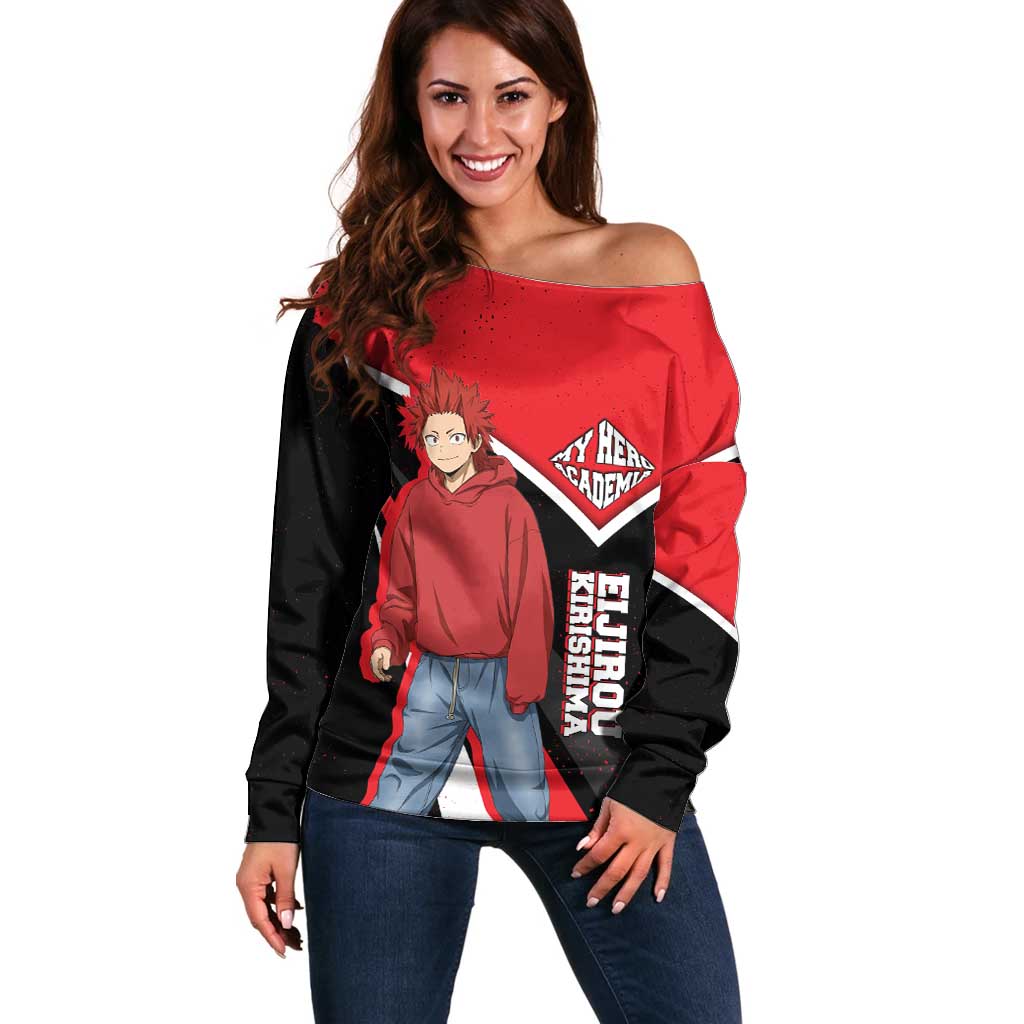 Eijirou Kirishima My Hero Academia Off Shoulder Sweater Bold Comic-Inspired Anime Style