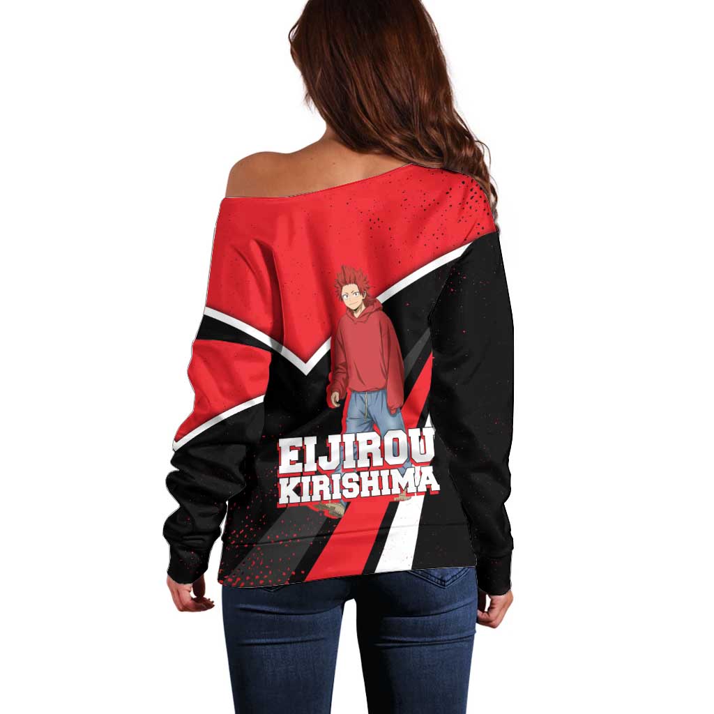 Eijirou Kirishima My Hero Academia Off Shoulder Sweater Bold Comic-Inspired Anime Style