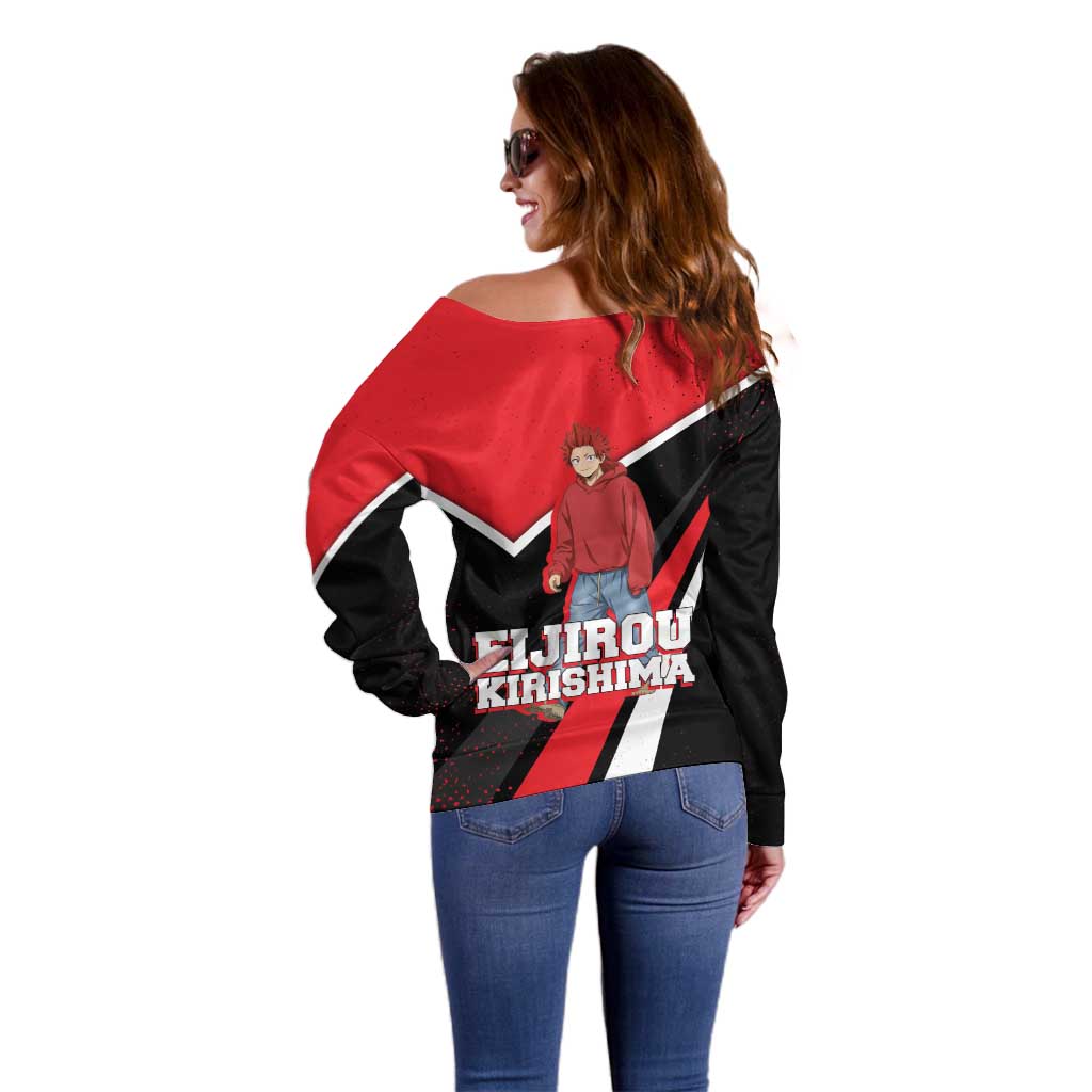 Eijirou Kirishima My Hero Academia Off Shoulder Sweater Bold Comic-Inspired Anime Style