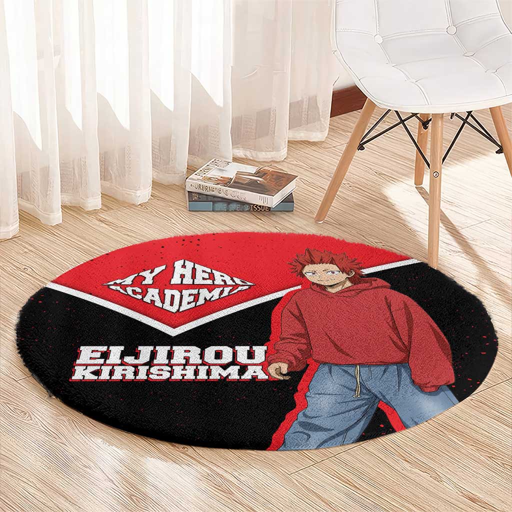 Eijirou Kirishima My Hero Academia Round Carpet Bold Comic-Inspired Anime Style