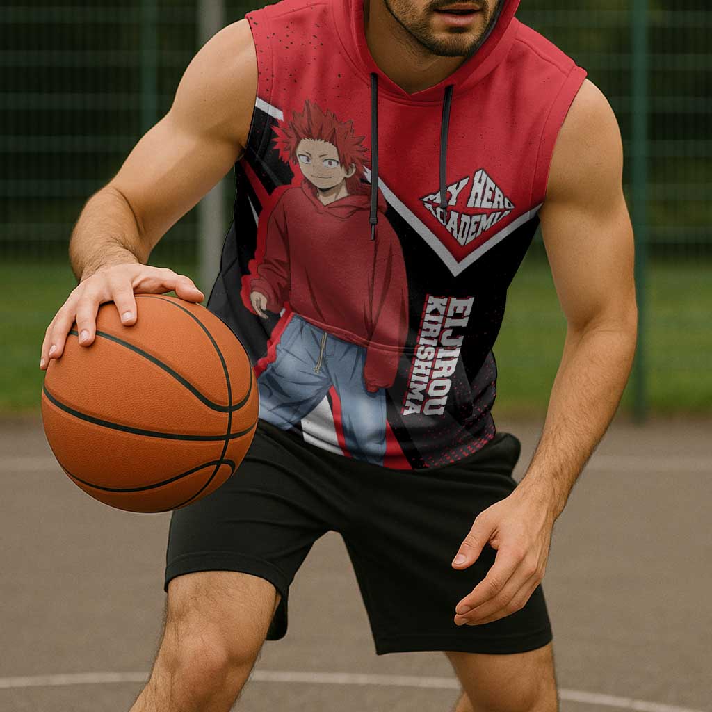 Eijirou Kirishima My Hero Academia Sleeveless Hoodie Bold Comic-Inspired Anime Style