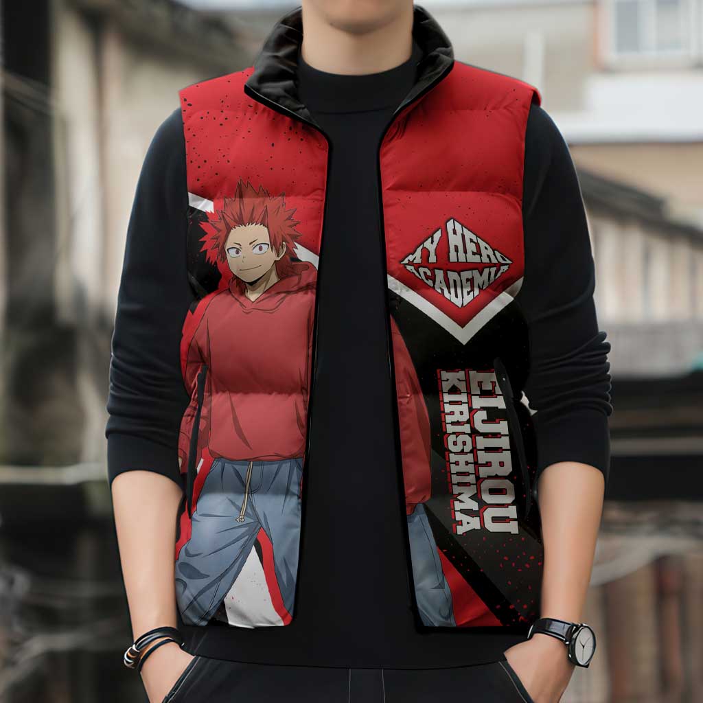 Eijirou Kirishima My Hero Academia Sleeveless Puffer Jacket Bold Comic-Inspired Anime Style