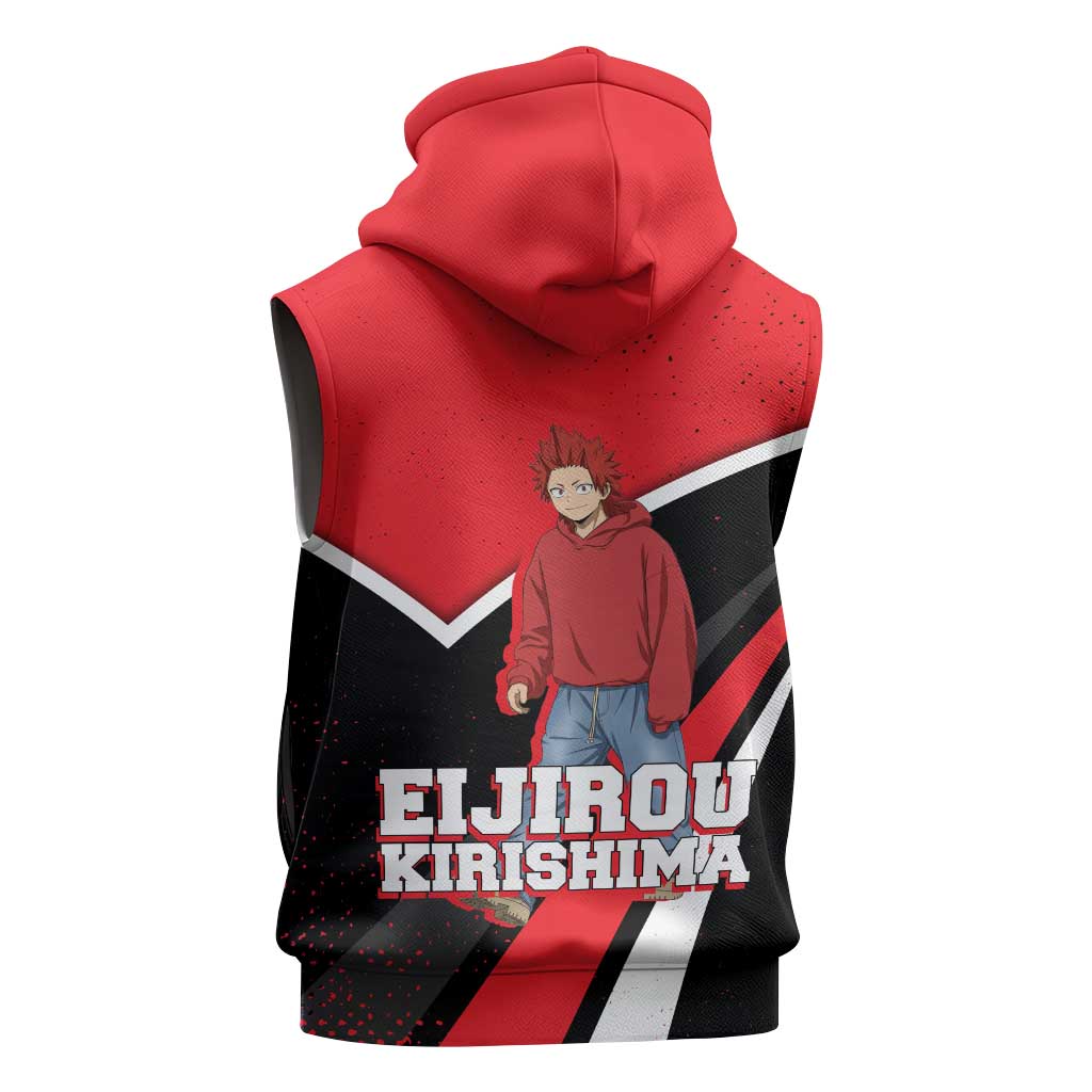 Eijirou Kirishima My Hero Academia Sleeveless Zip Hoodie Bold Comic-Inspired Anime Style