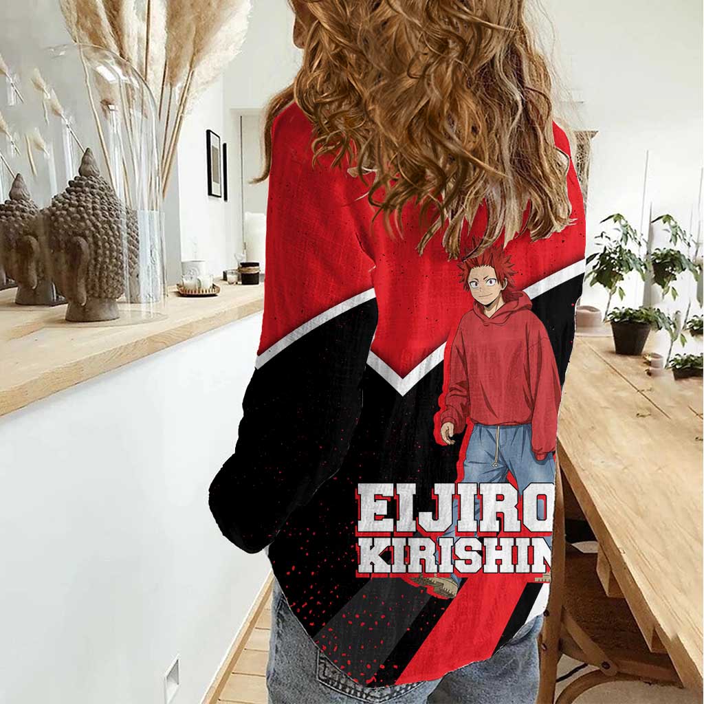 Eijirou Kirishima My Hero Academia Women Casual Shirt Bold Comic-Inspired Anime Style