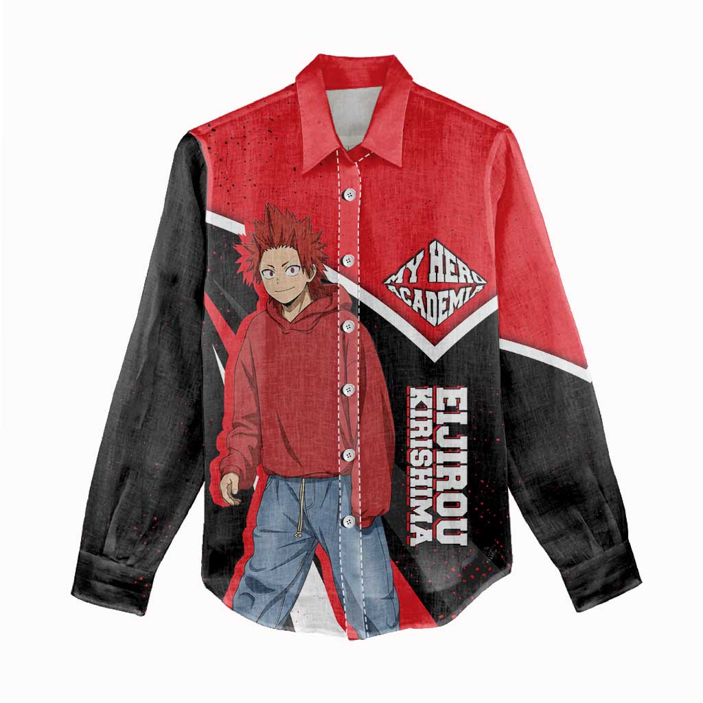 Eijirou Kirishima My Hero Academia Women Casual Shirt Bold Comic-Inspired Anime Style