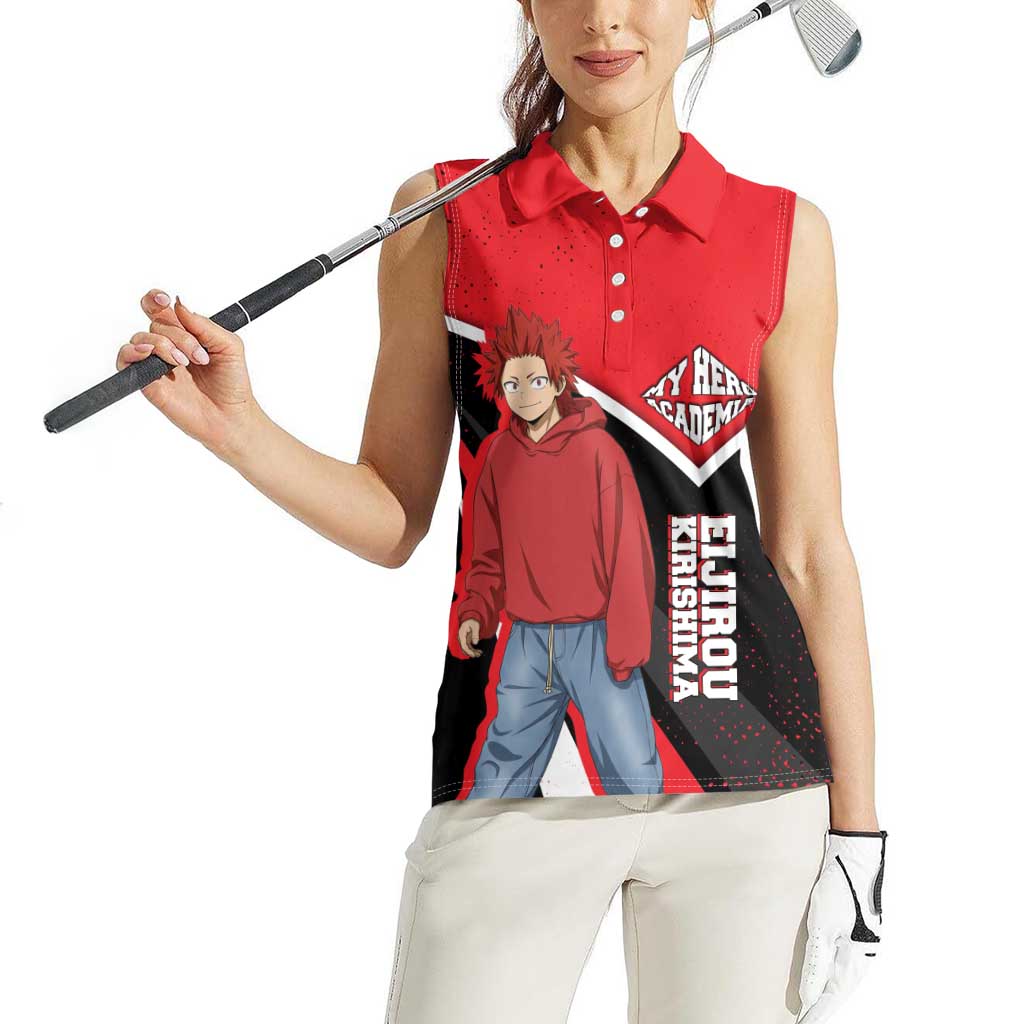 Eijirou Kirishima My Hero Academia Women Sleeveless Polo Shirt Bold Comic-Inspired Anime Style