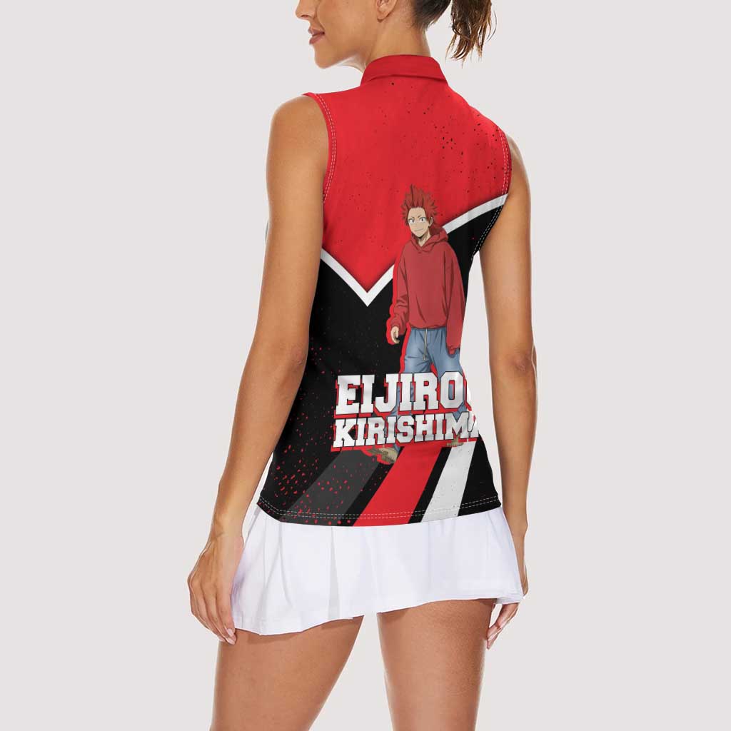 Eijirou Kirishima My Hero Academia Women Sleeveless Polo Shirt Bold Comic-Inspired Anime Style