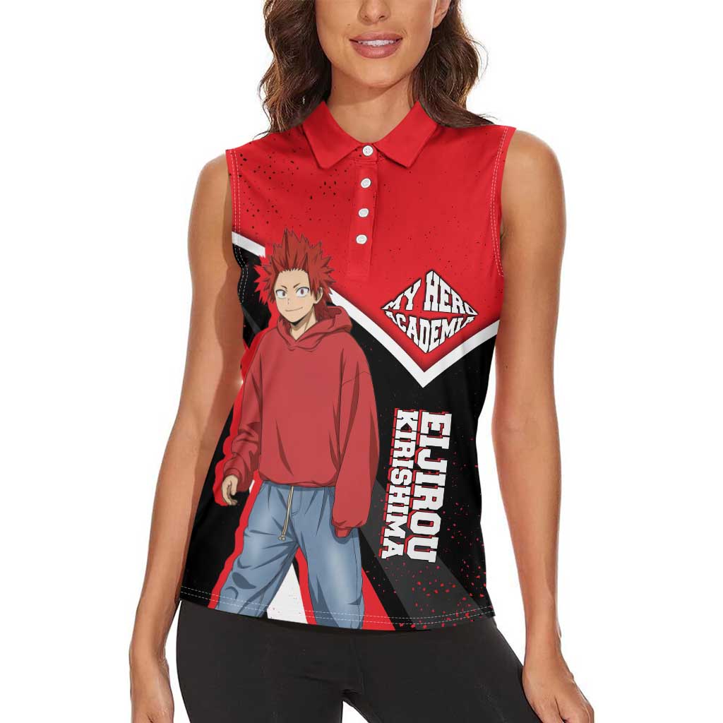 Eijirou Kirishima My Hero Academia Women Sleeveless Polo Shirt Bold Comic-Inspired Anime Style