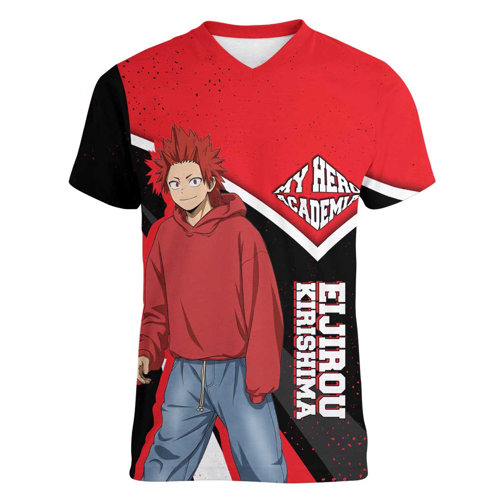 Eijirou Kirishima My Hero Academia Women V-Neck T-Shirt Bold Comic-Inspired Anime Style