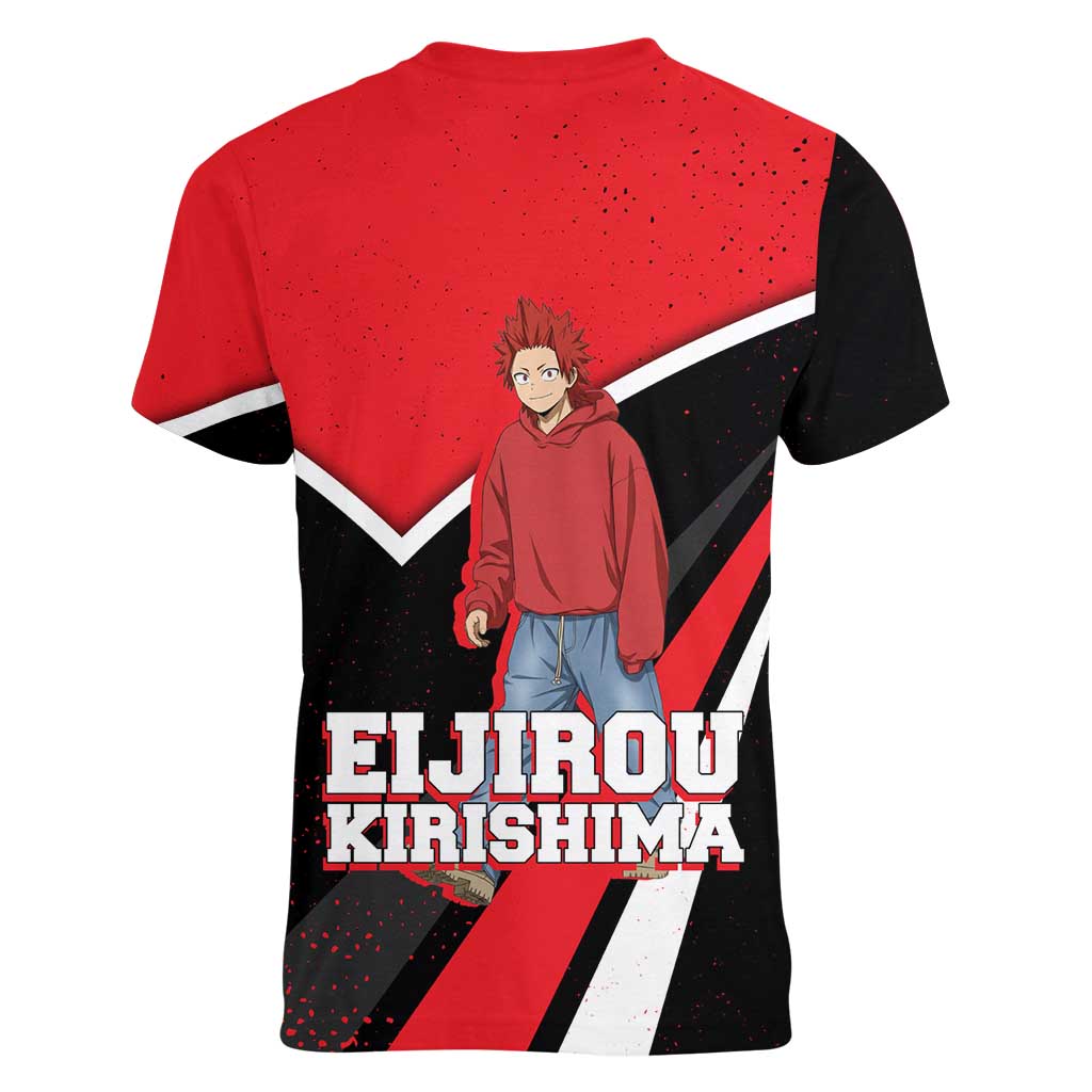 Eijirou Kirishima My Hero Academia Women V-Neck T-Shirt Bold Comic-Inspired Anime Style