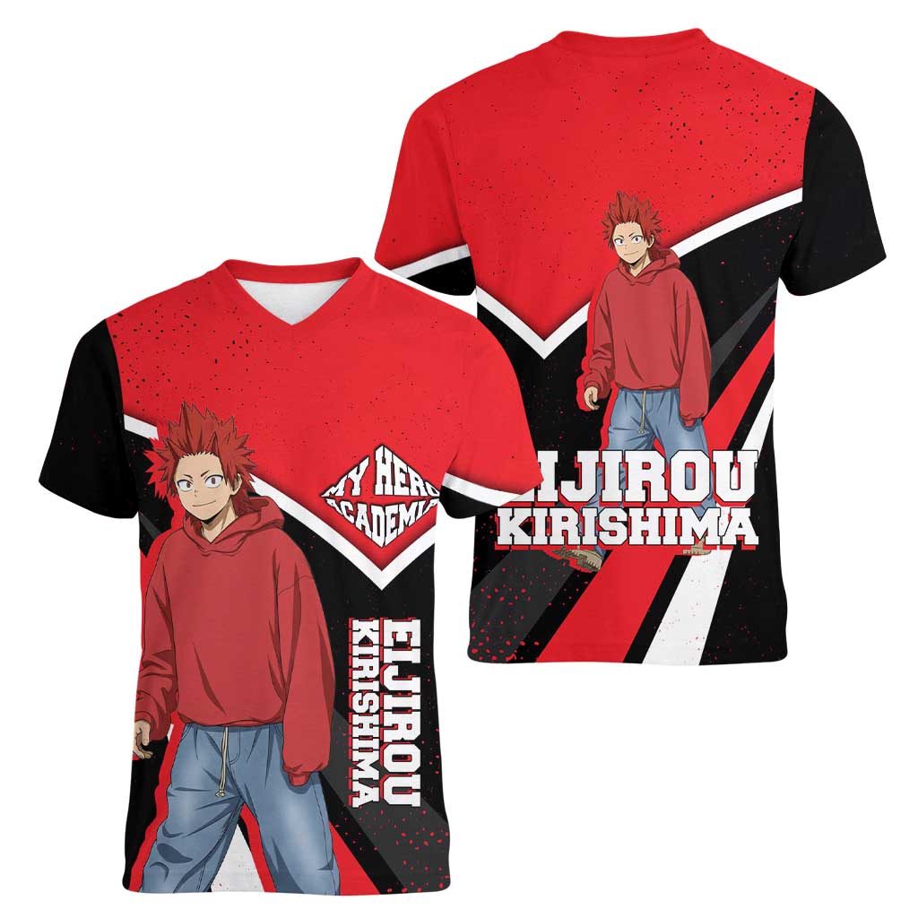 Eijirou Kirishima My Hero Academia Women V-Neck T-Shirt Bold Comic-Inspired Anime Style