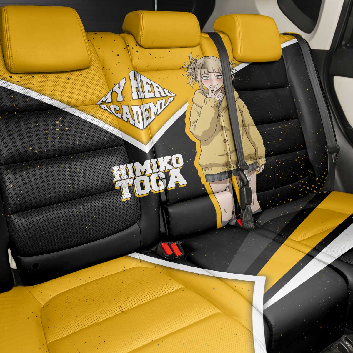 Himiko Toga My Hero Academia Back Car Seat Cover Anime Grunge Splatter Graphic Style