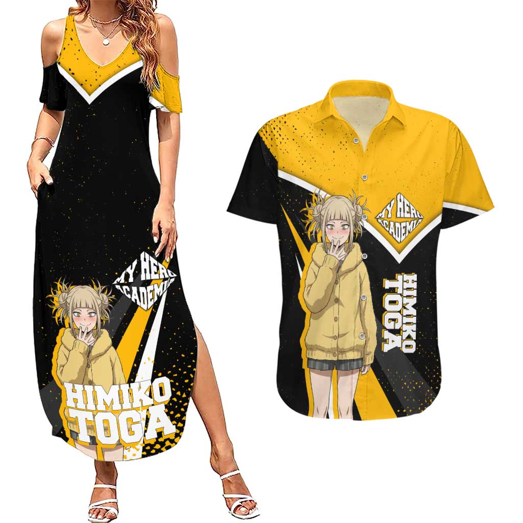 Himiko Toga My Hero Academia Couples Matching Summer Maxi Dress and Hawaiian Shirt Anime Grunge Splatter Graphic Style