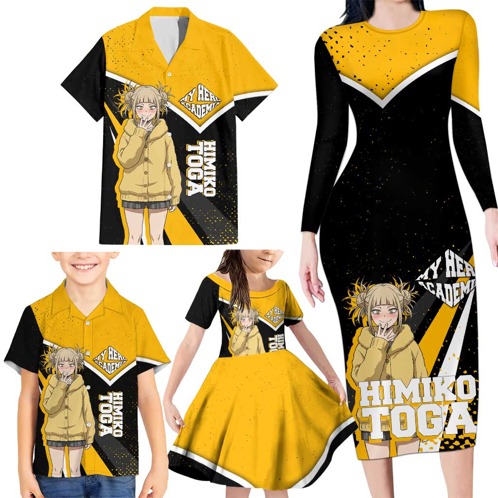 Himiko Toga My Hero Academia Family Matching Long Sleeve Bodycon Dress and Hawaiian Shirt Anime Grunge Splatter Graphic Style