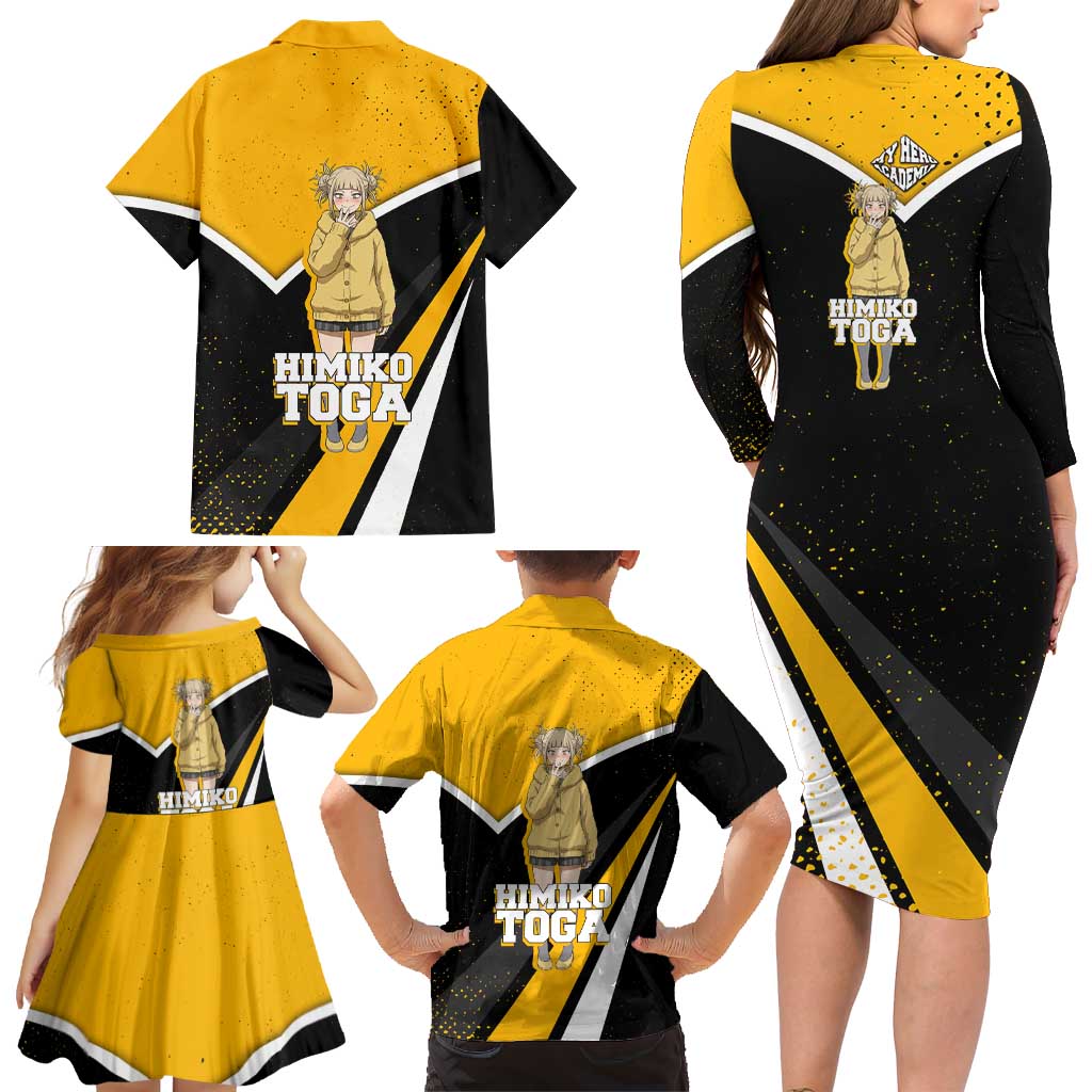 Himiko Toga My Hero Academia Family Matching Long Sleeve Bodycon Dress and Hawaiian Shirt Anime Grunge Splatter Graphic Style