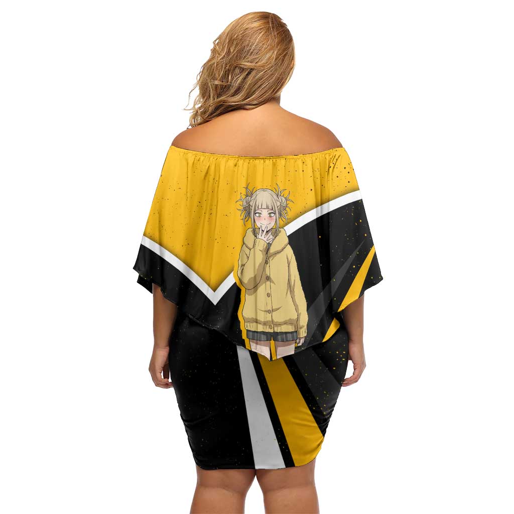 Himiko Toga My Hero Academia Family Matching Off Shoulder Short Dress and Hawaiian Shirt Anime Grunge Splatter Graphic Style