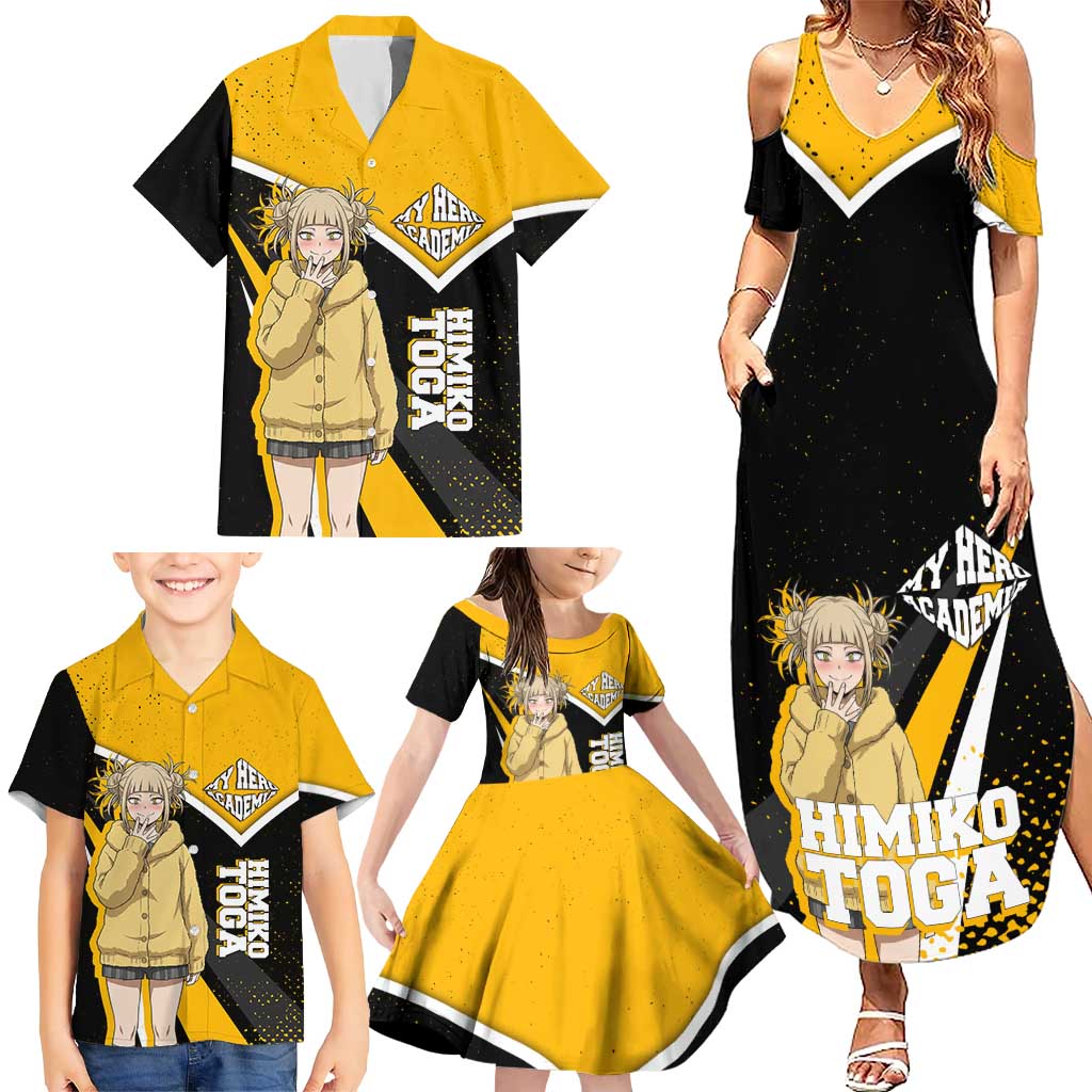 Himiko Toga My Hero Academia Family Matching Summer Maxi Dress and Hawaiian Shirt Anime Grunge Splatter Graphic Style