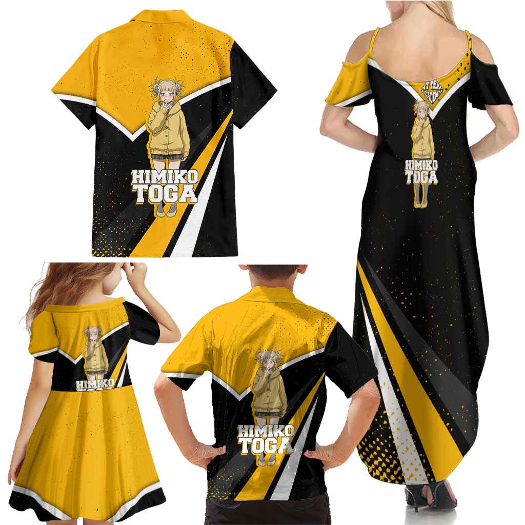 Himiko Toga My Hero Academia Family Matching Summer Maxi Dress and Hawaiian Shirt Anime Grunge Splatter Graphic Style