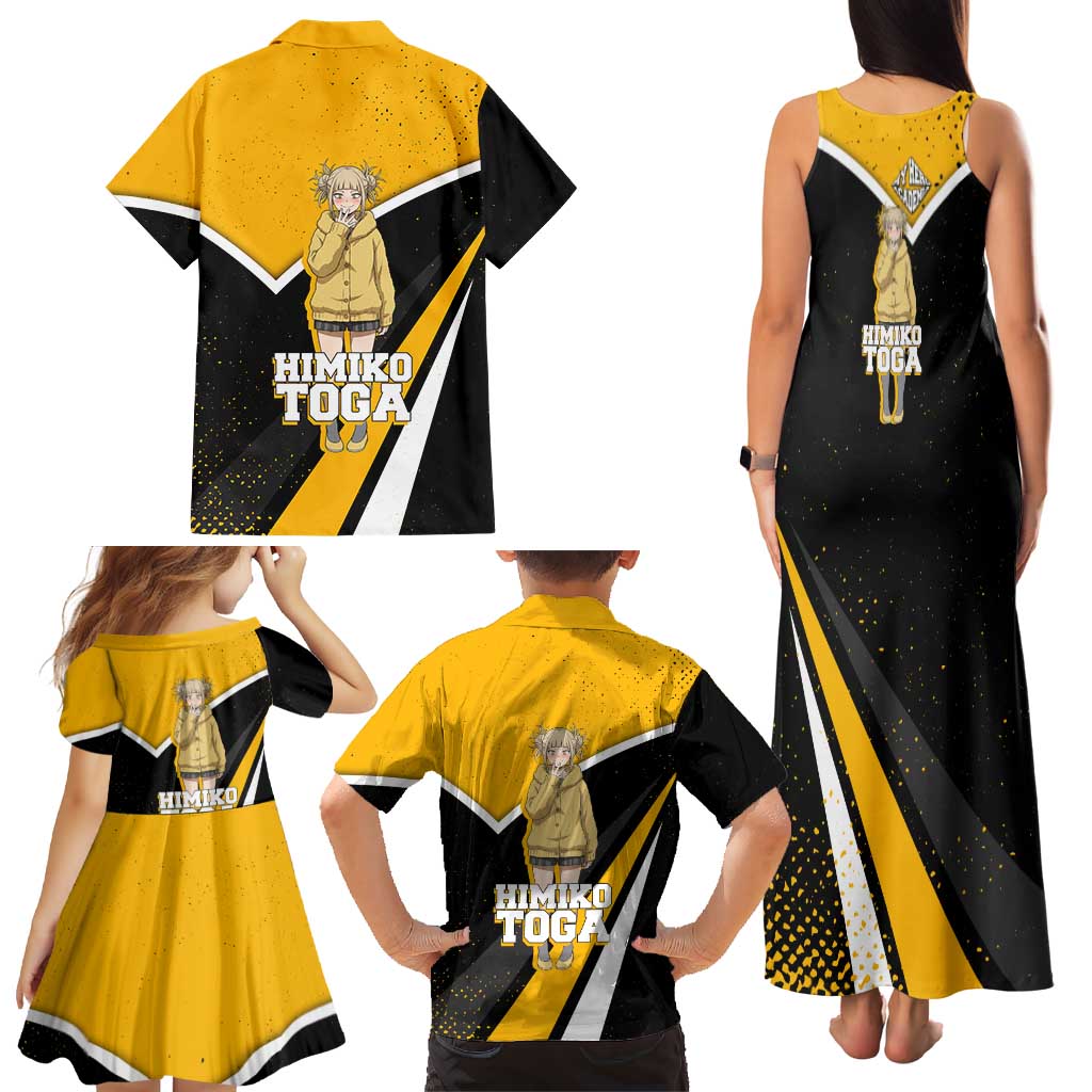 Himiko Toga My Hero Academia Family Matching Tank Maxi Dress and Hawaiian Shirt Anime Grunge Splatter Graphic Style