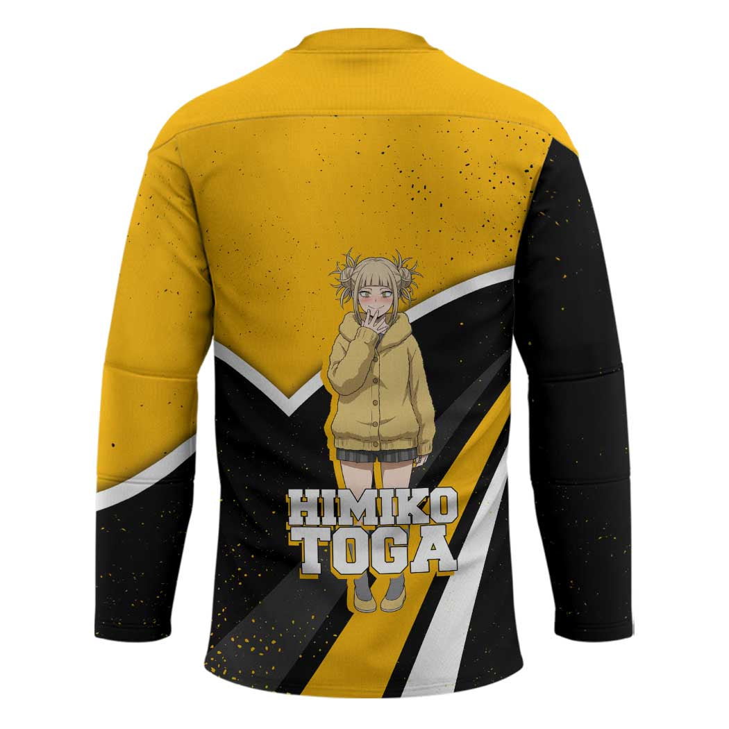Himiko Toga My Hero Academia Hockey Jersey Anime Grunge Splatter Graphic Style