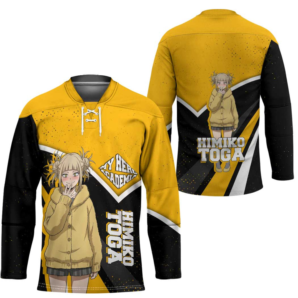 Himiko Toga My Hero Academia Hockey Jersey Anime Grunge Splatter Graphic Style